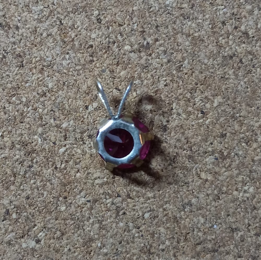 Sterling Silver Lab Created Faceted Ruby Pendant - image 4